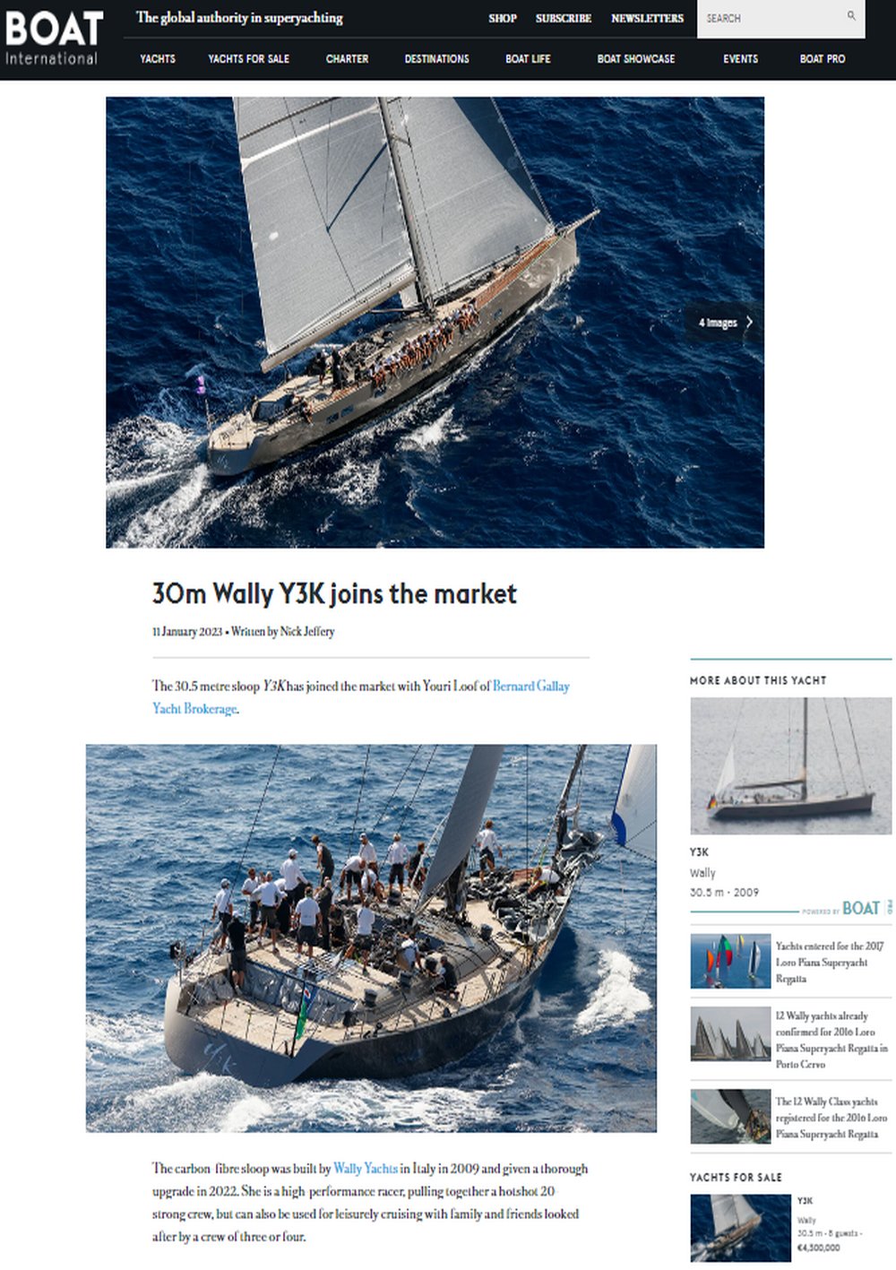 Le magazine Boat International présente le magnifique Wally 100' Y3K