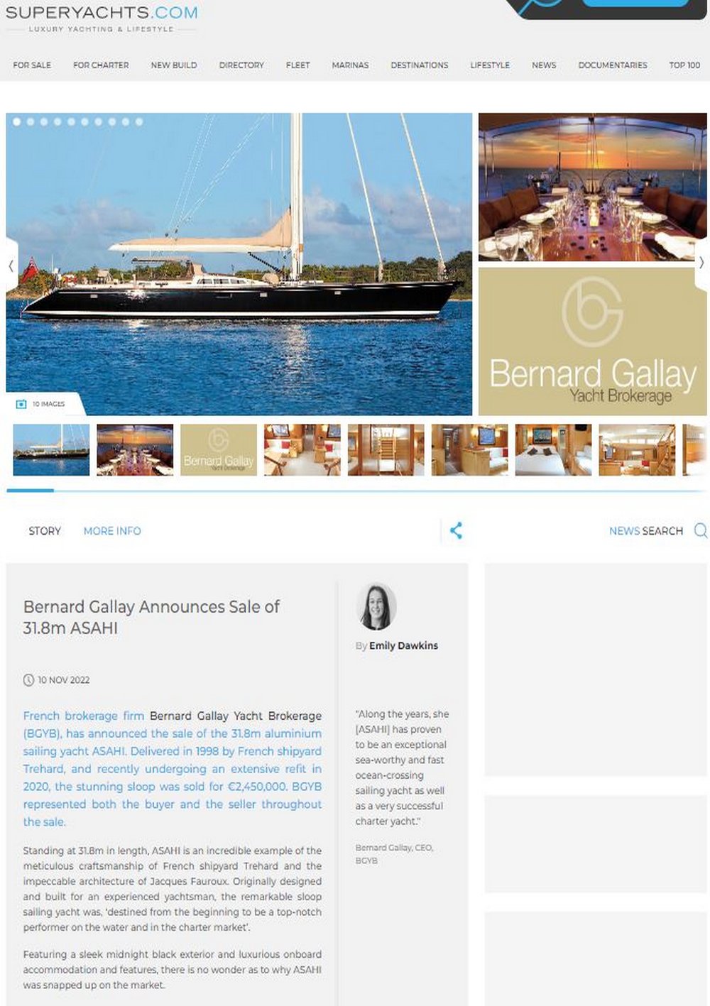 SUPERYACHTS.COM BGYB annonce la vente du voilier de 31.8m ASAHI