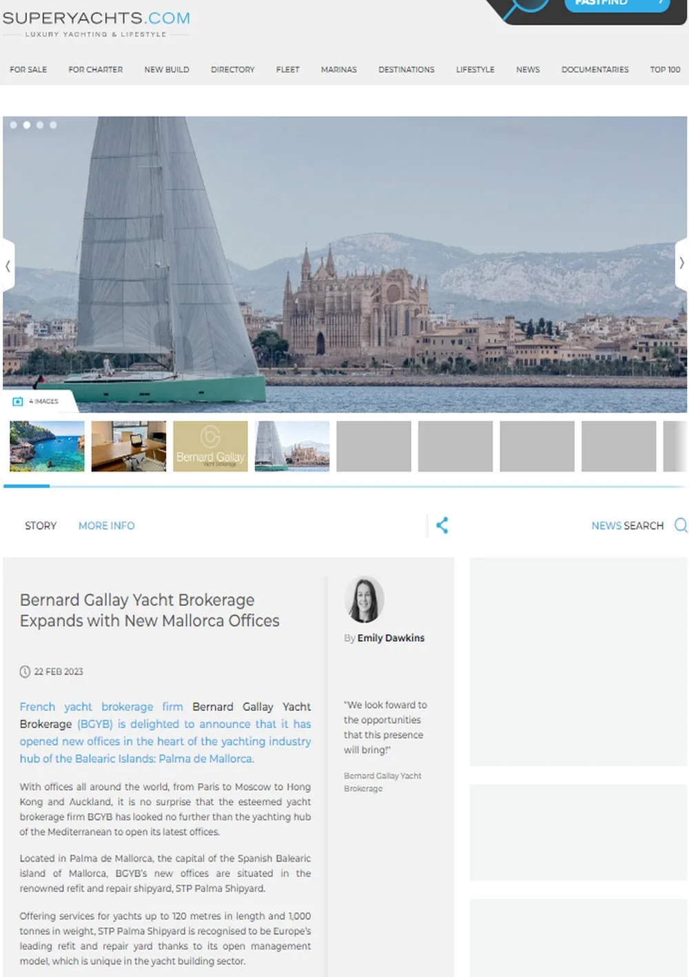 BGYB annonce l'ouverture d'un bureau à Palma, article écrit par le magazine Superyachts.com