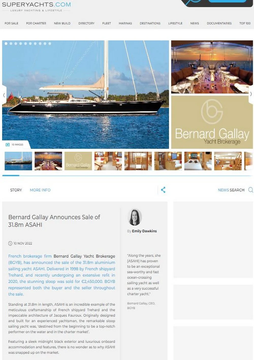 SUPERYACHTS.COM BGYB annonce la vente du voilier de 31.8m ASAHI