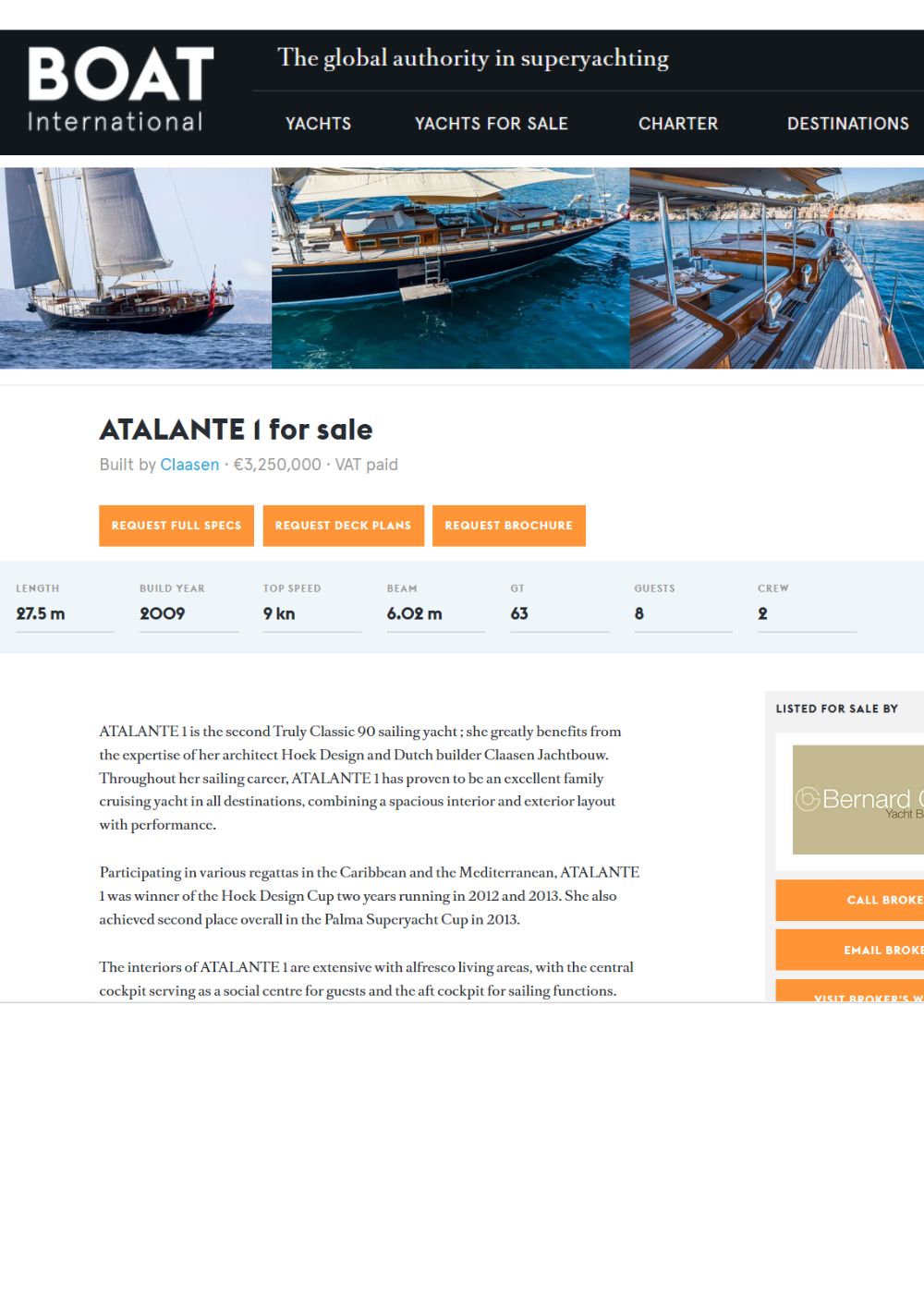 Voilier ATALANTE 1 dans BOAT INTERNATIONAL !