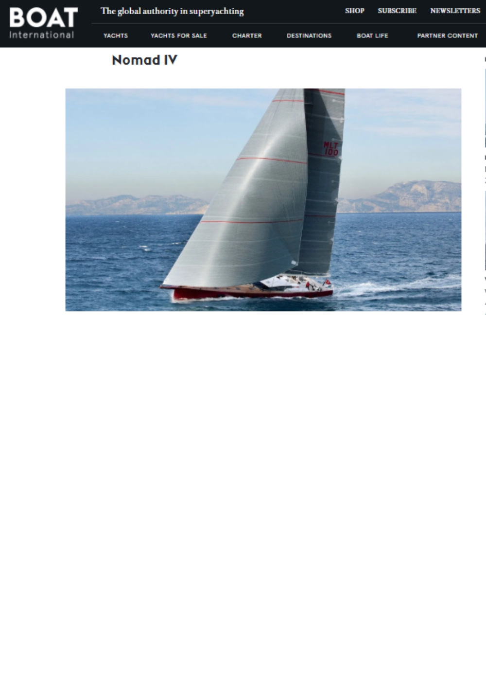Nomad IV : Voilier Star au Monaco Yacht Show 2025
